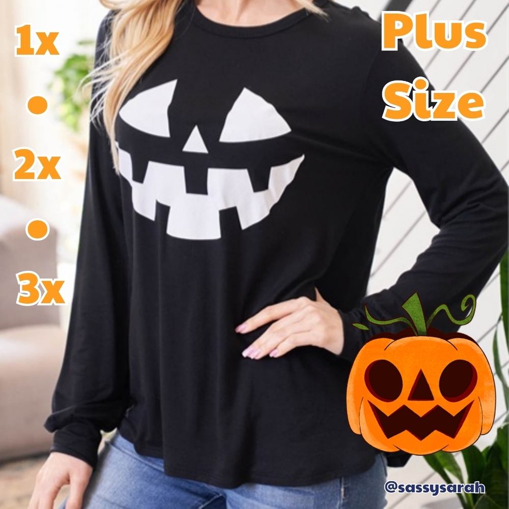 🎃Halloween long sleeve jack o latern shirt plus size